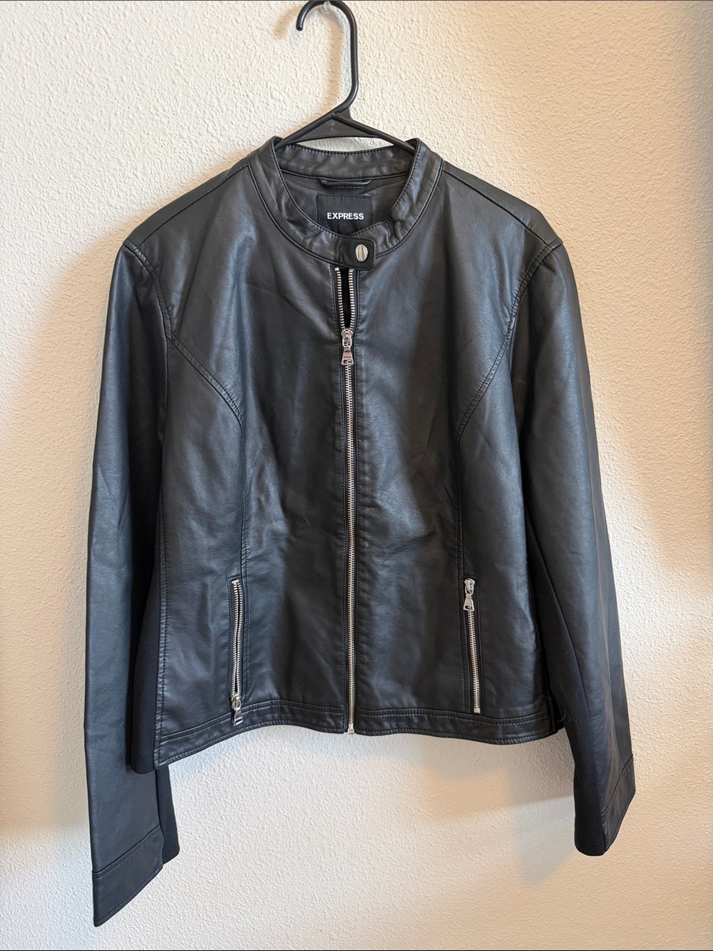 Express Black Faux Leather Zip-Up Moto Jacket